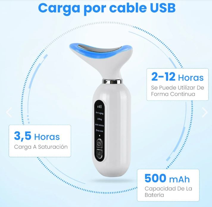 MASAJEADOR FACIAL CUELLO ANTIEDAD LED AR